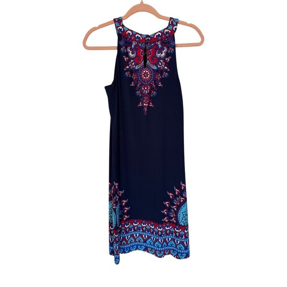 INC International Concepts Navy Multicolor Small Sleeveless Shift Dress - Picture 2 of 11